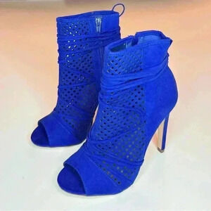 Just Fab Women’s Erica Open Toes Booties heels Blue Size - 6